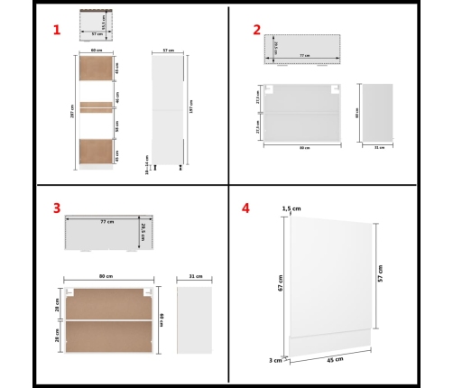 Juego de muebles de cocina 7 piezas madera de ingeniería blanco