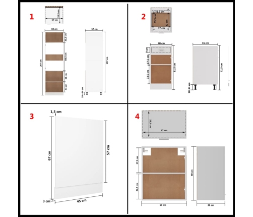 Juego de muebles de cocina 7 piezas madera de ingeniería blanco