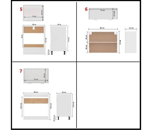 Juego de muebles de cocina 7 piezas madera de ingeniería blanco