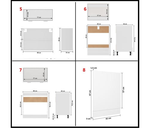 Juego de muebles de cocina 7 piezas madera de ingeniería blanco