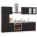 Juego de muebles de cocina 8 piezas madera de ingeniería negro