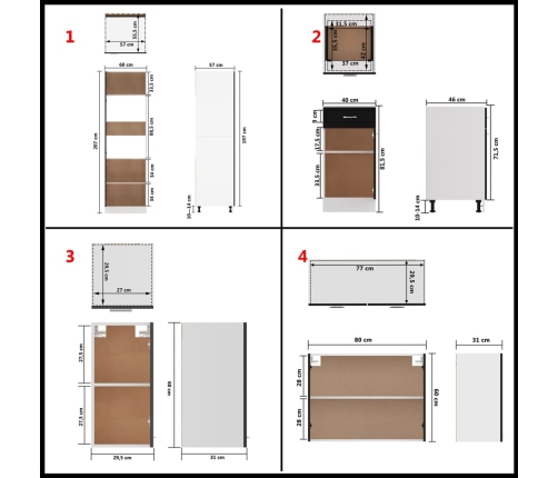 Juego de muebles de cocina 8 piezas madera de ingeniería negro