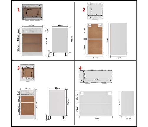 Juego de muebles de cocina 8 piezas madera de ingeniería blanco