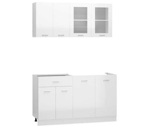 Juego muebles de cocina 4 pzas madera ingeniería blanco brillo