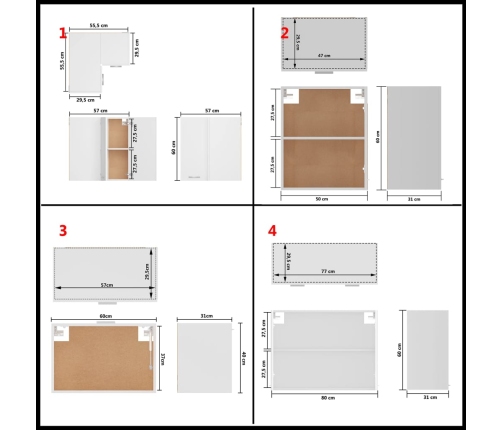 Juego muebles de cocina 11 piezas madera ingeniería blanco