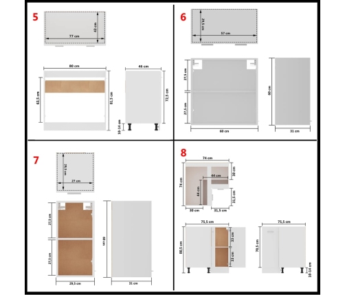 Juego muebles de cocina 11 piezas madera ingeniería blanco