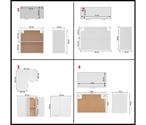 Juego de muebles de cocina 11 piezas madera ingeniería blanco