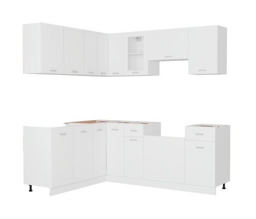 Juego de muebles de cocina 11 piezas aglomerado blanco