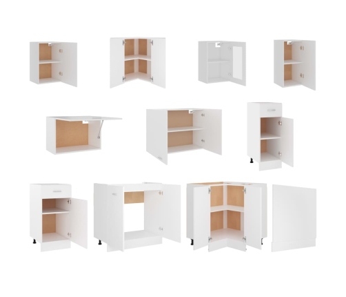 Juego de muebles de cocina 11 piezas aglomerado blanco