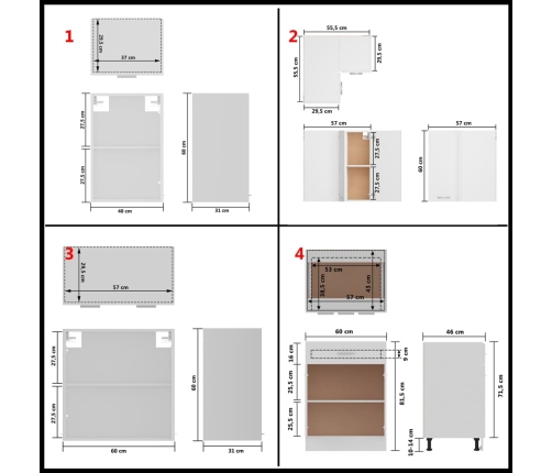 Juego de muebles de cocina 11 piezas aglomerado blanco