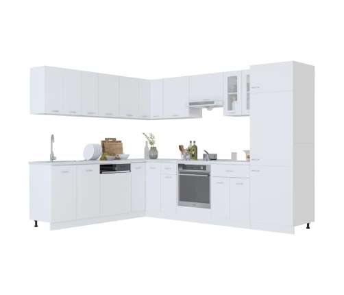 Juego de muebles de cocina 14 piezas aglomerado blanco