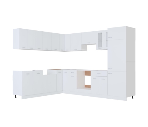 Juego de muebles de cocina 14 piezas aglomerado blanco