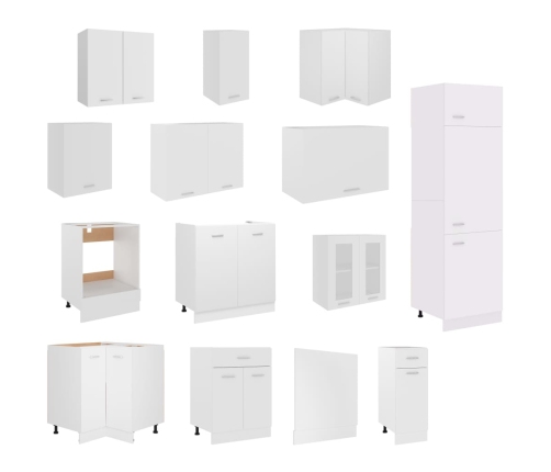 Juego de muebles de cocina 14 piezas aglomerado blanco