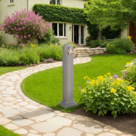 Cisterna de jardín con grifo aspecto de piedra gris claro