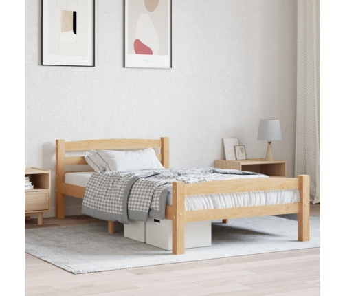 Estructura de cama sin colchón madera maciza de pino 100x200 cm