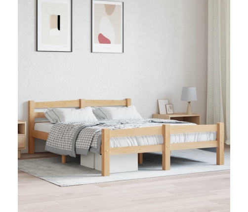 Estructura de cama sin colchón madera maciza de pino 120x200 cm