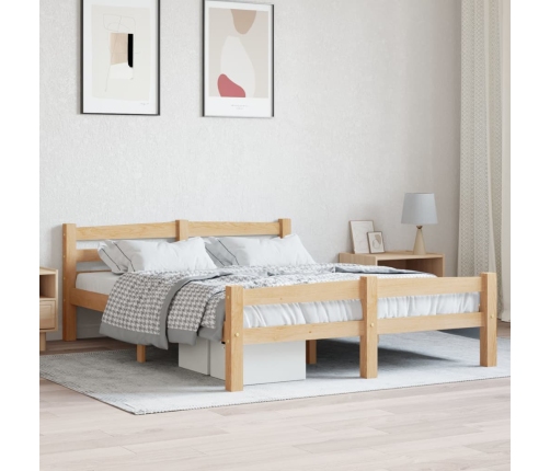 Estructura de cama sin colchón madera maciza de pino 140x200 cm