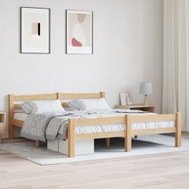 Estructura de cama sin colchón madera maciza de pino 160x200 cm