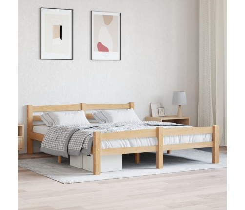 Estructura de cama sin colchón madera maciza de pino 160x200 cm