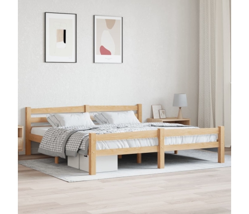 Estructura de cama sin colchón madera maciza de pino 180x200 cm