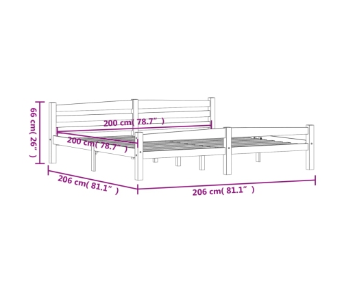 Estructura de cama sin colchón madera maciza de pino 200x200 cm