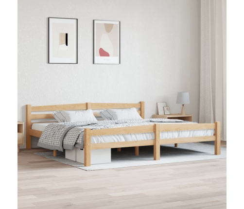 Estructura de cama sin colchón madera maciza de pino 200x200 cm