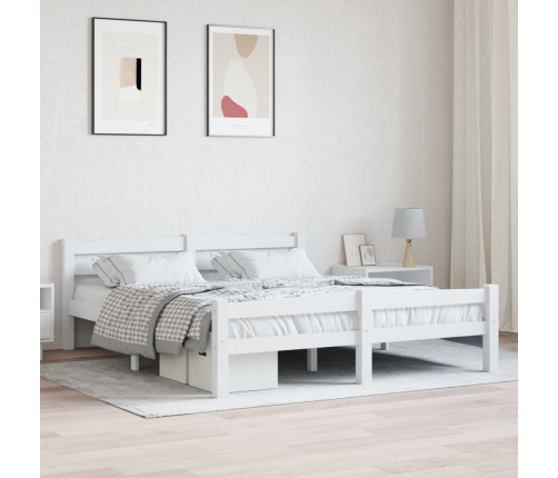 Estructura de cama sin colchón madera de pino blanco 160x200 cm