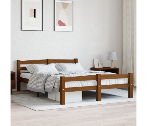 Estructura cama sin colchón madera pino marrón miel 120x200 cm