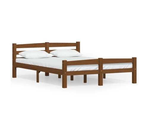 Estructura cama sin colchón madera pino marrón miel 140x200 cm