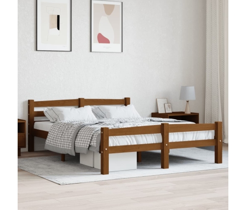 Estructura cama sin colchón madera pino marrón miel 140x200 cm