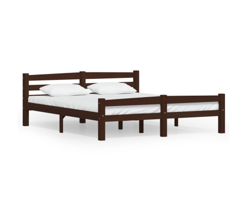 vidaXL Estructura de cama madera maciza pino marrón oscuro 160x200 cm