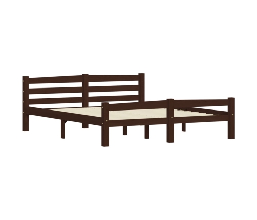 vidaXL Estructura de cama madera maciza pino marrón oscuro 160x200 cm