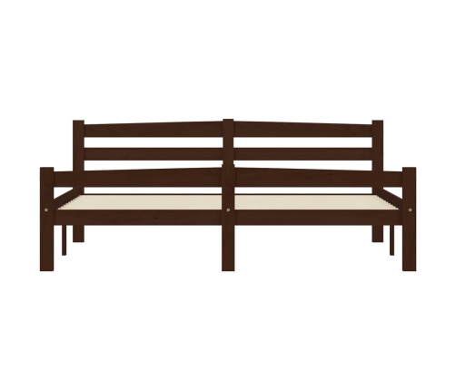 vidaXL Estructura de cama madera maciza pino marrón oscuro 160x200 cm