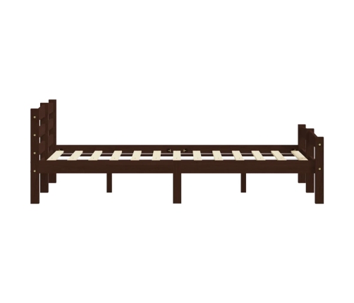 vidaXL Estructura de cama madera maciza pino marrón oscuro 160x200 cm