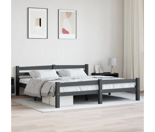 Estructura cama sin colchón madera pino gris oscuro 180x200 cm