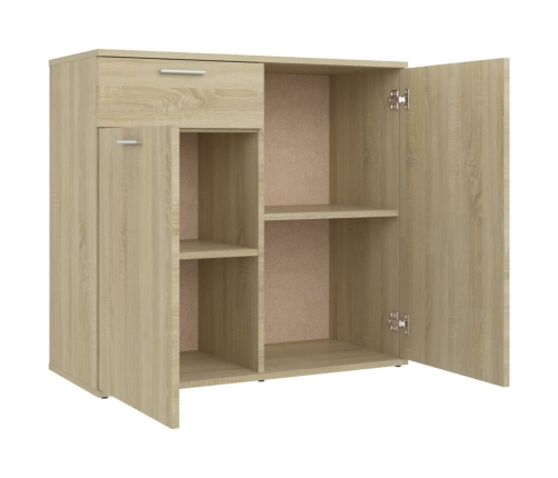 Aparador de madera contrachapada color roble Sonoma 80x36x75 cm