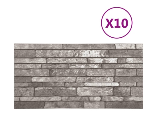 Paneles de pared 3D diseño de ladrillo 10 uds EPS gris oscuro