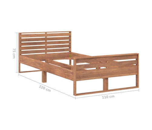 Estructura de cama de madera maciza de teca 100x200 cm