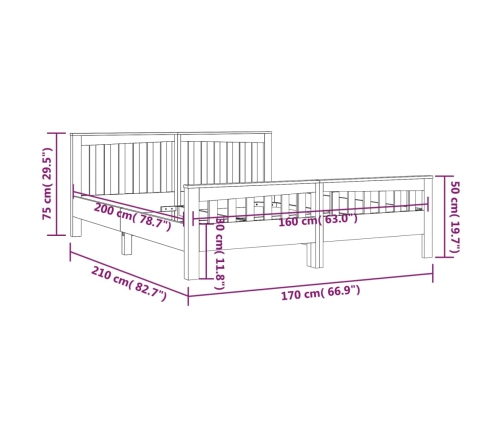 Estructura de cama madera de teca maciza 160x200 cm