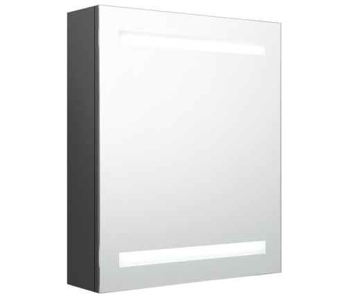 Armario de baño con espejo y LED gris 50x14x60 cm