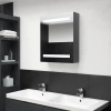 Armario de baño con espejo LED gris brillante 50x14x60 cm