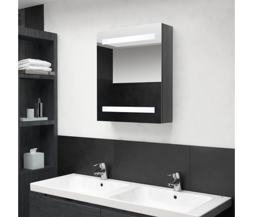 Armario de baño con espejo LED gris brillante 50x14x60 cm