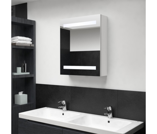 Armario de baño con espejo LED blanco brillante 50x14x60 cm