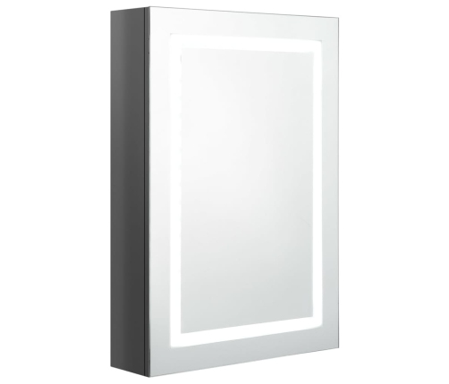 Armario de baño con espejo LED gris brillante 50x13x70 cm