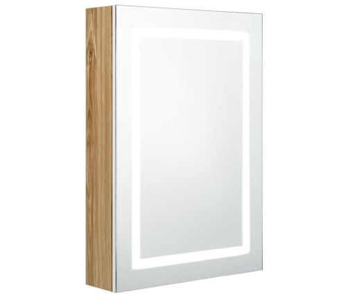 Armario de baño con espejo y LED blanco y roble 50x13x70 cm