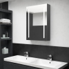 Armario de baño con espejo y luz LED gris 50x13x70 cm