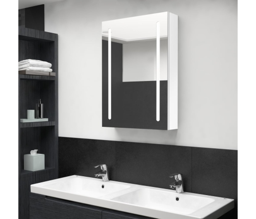 Armario de baño con espejo LED blanco brillante 50x13x70 cm