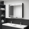 Armario de baño con espejo LED negro brillante 80x12x68 cm