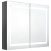 Armario de baño con espejo LED gris brillante 80x12x68 cm