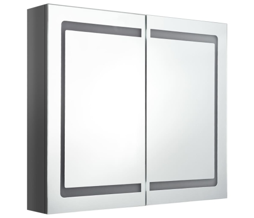 Armario de baño con espejo LED gris brillante 80x12x68 cm